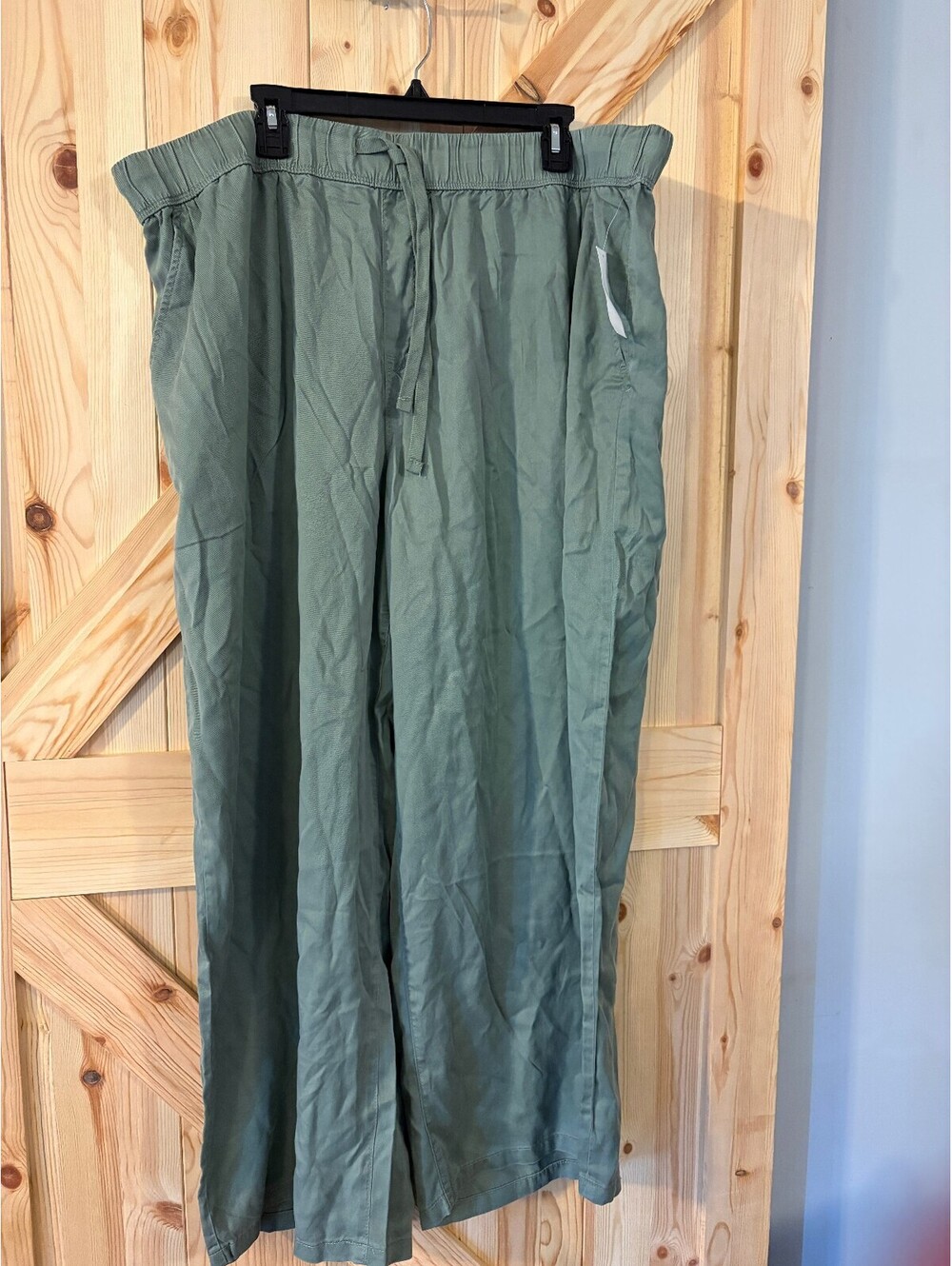 Nine West Lightweight Twill Wide Leg Pants with Drawstring Waistband, Size 2X